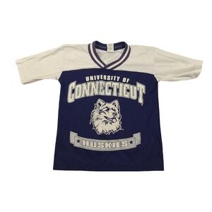 Vintage GTS University of Connecticut Huskies Jersey Boys 8 Small Navy White USA